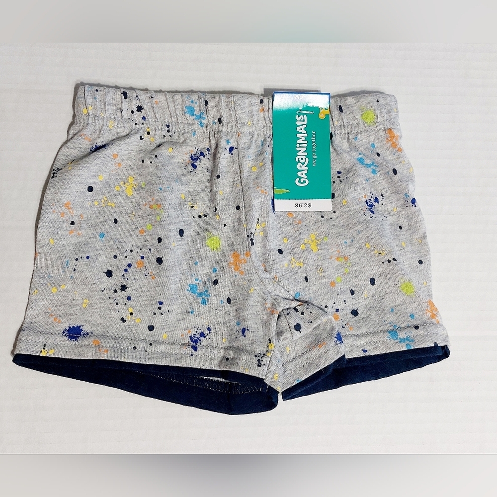 Grey paint splatter unisex Garanimals jogger‎ style shorts  3-6 months